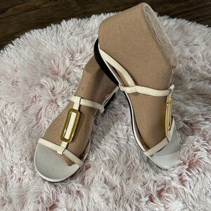 Lauren Ralph Lauren White Sandals with Gold Detail